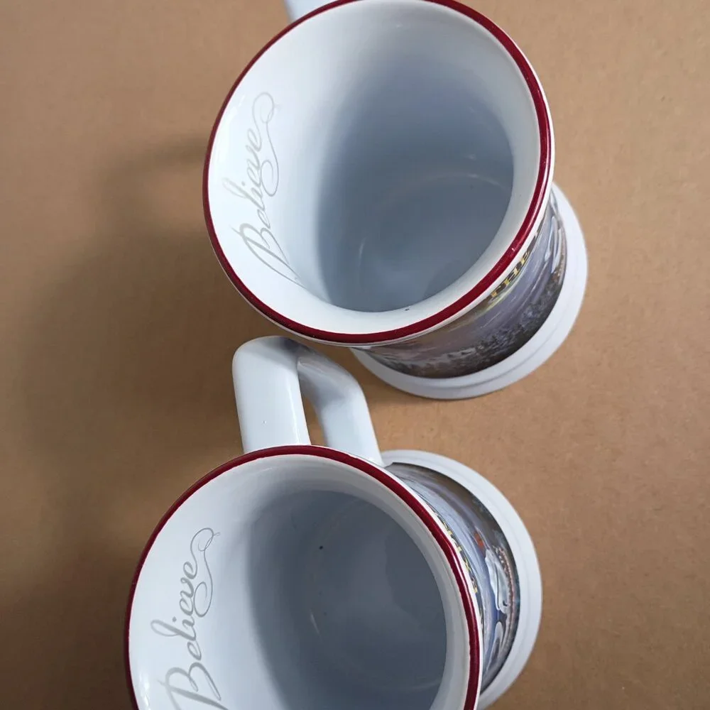 Polar Express Train Ride 20th Anniversary Mugs Set of Two Christmas Believe - Picture 6 of 6